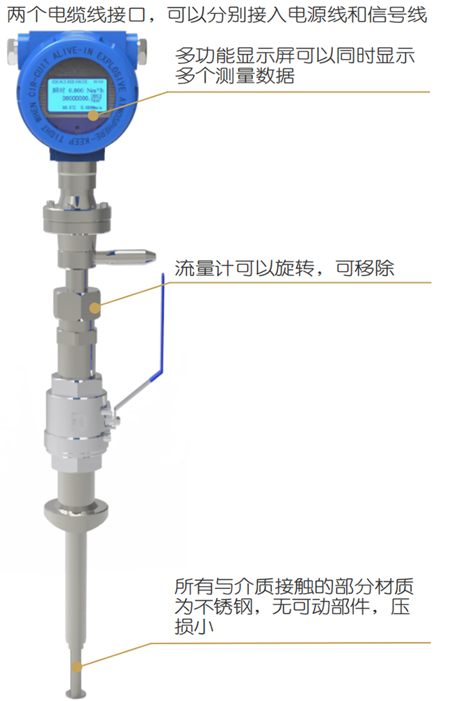 天然氣熱式氣體質(zhì)量流量計結(jié)構(gòu)圖